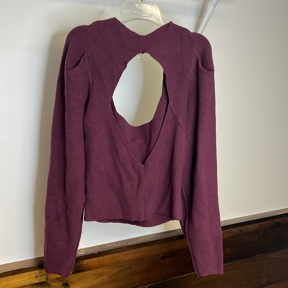 NWT Free People Open Back Sweater in Pomegranate Wine- M - Picture 2 of 7